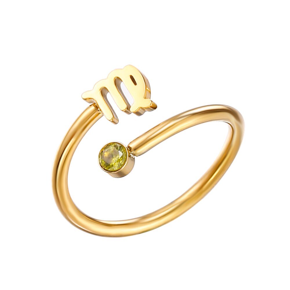 Virgo Zodiac Sign Birthstone Gold Ring.